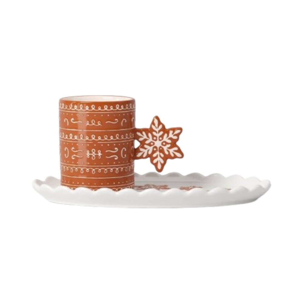 Wonderstop Christmas Cookies for Santa Stoneware Serving Platter with Mug Set